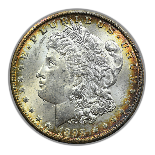 1898-O Morgan Dollar $1 Raw CU Choice Uncirculated - RIM TONED!