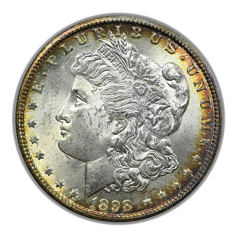 1898-O Morgan Dollar $1 Raw CU Choice Uncirculated - RIM TONED!