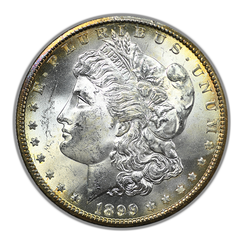 1899-O Morgan Dollar $1 Raw BU Brilliant Uncirculated - RIM TONED!