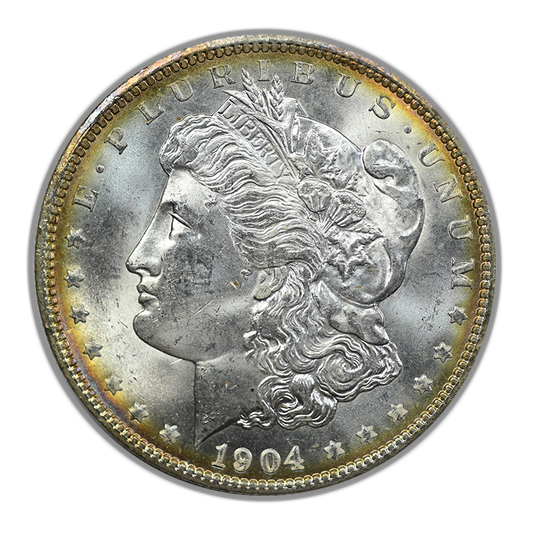 1904-O Morgan Dollar $1 Raw BU Brilliant Uncirculated - RIM TONED!