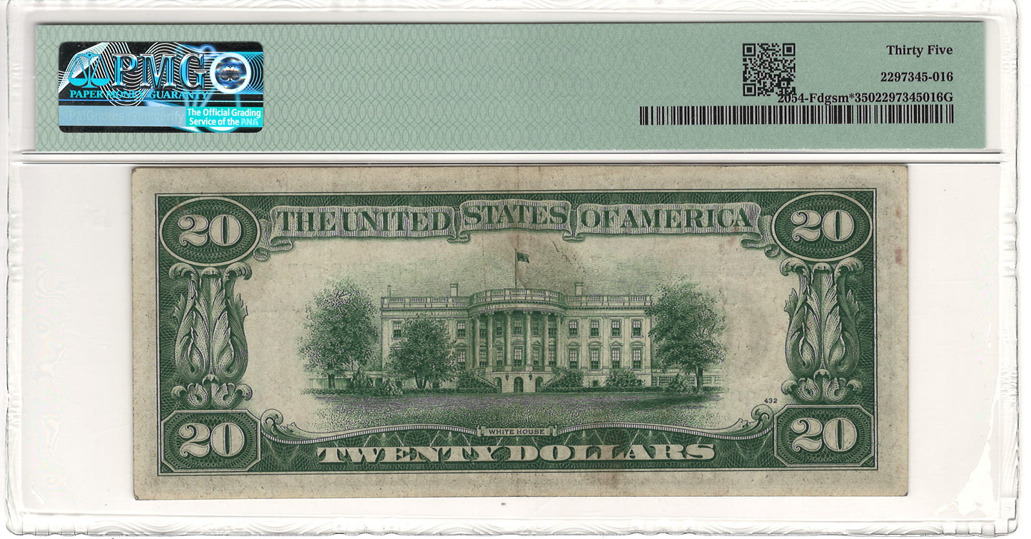 $20 1934 Federal Reserve Note Atlanta PMG Choice Very Fine VF35 Fr#2054-Fdgsm*
