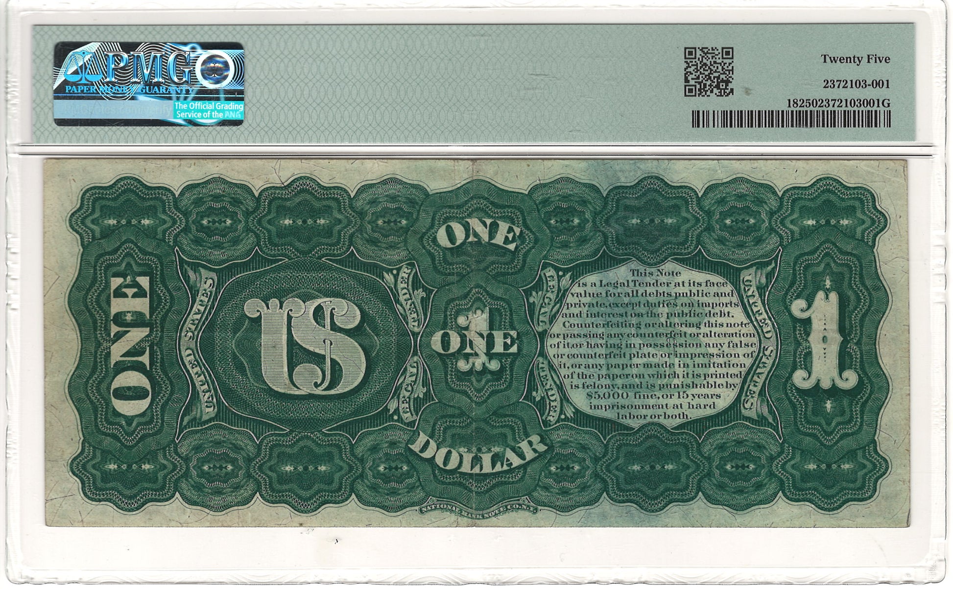 $1 1869 Legal Tender Note PMG Very Fine 25 Fr#18