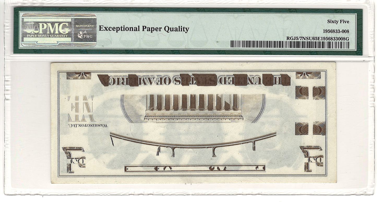(ca. 1970s) Giori Test Note Jefferson Center PMG Gem Uncirculated 65 EPQ