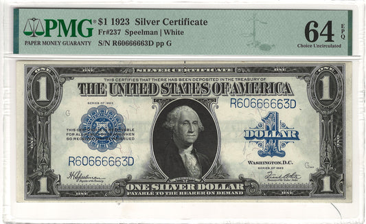 $1 1923 Large Silver Certificate Note PMG Choice Uncirculated 64 EPQ Fr#237