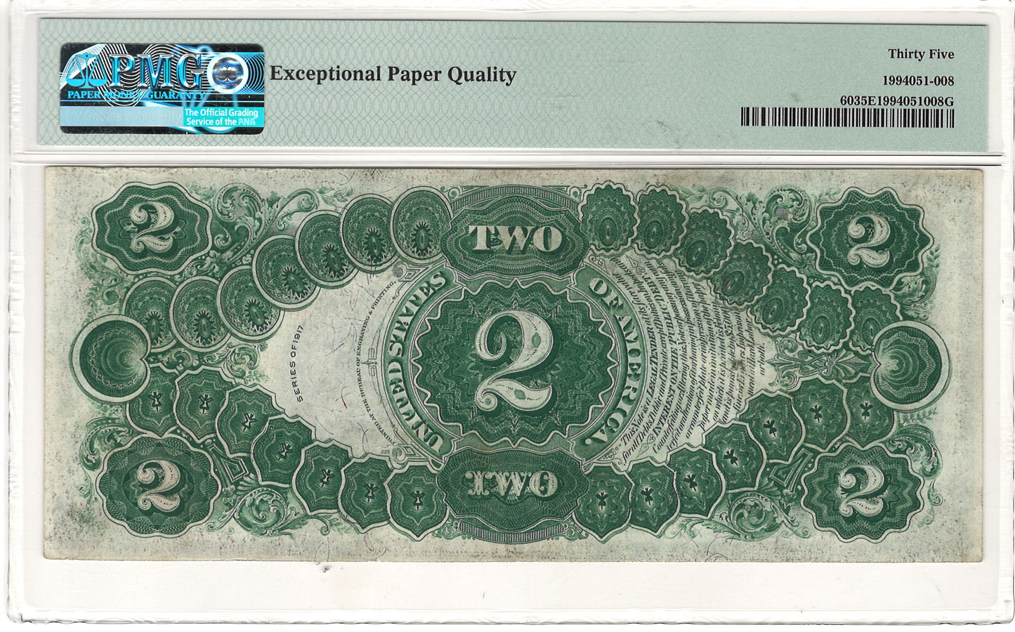 $2 1917 Legal Tender Note PMG Choice Very Fine 35 EPQ Fr#60