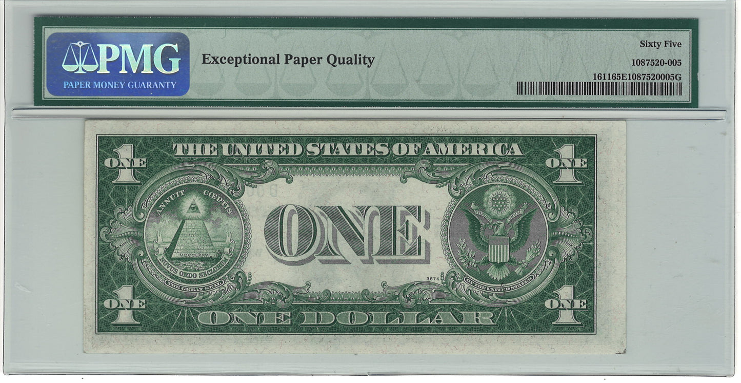 $1 1935B Silver Certificate Note PMG Gem Uncirculated 65 EPQ Fr#1611