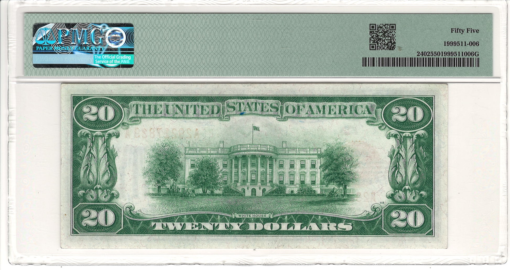 $20 1928 Gold Certificate Note PMG About Uncirculated AU55 Fr#2402