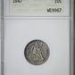 1847 Liberty Seated Dime 10C ANACS Soapbox AU55