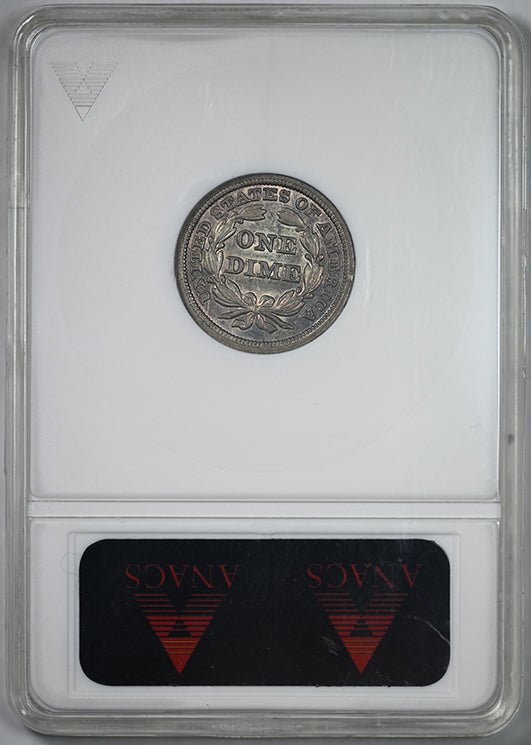 1847 Liberty Seated Dime 10C ANACS Soapbox AU55