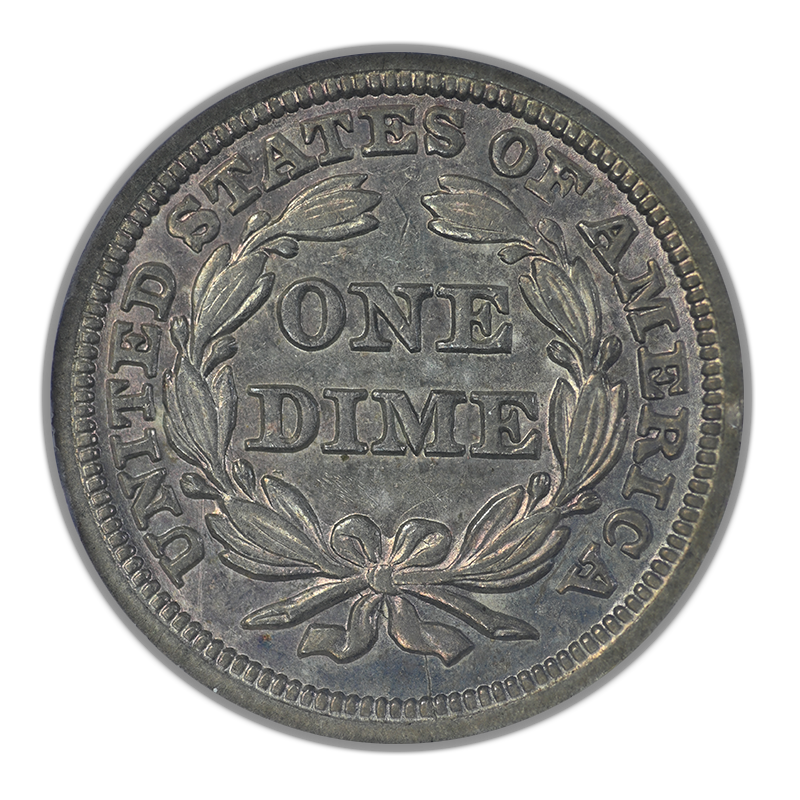1847 Liberty Seated Dime 10C ANACS Soapbox AU55