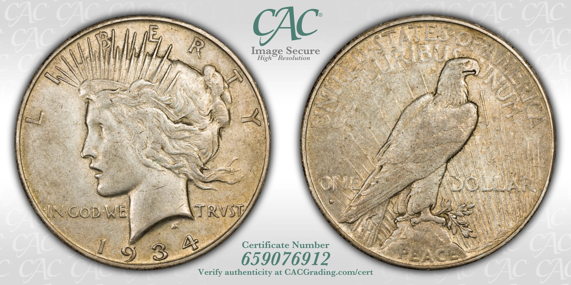 1934-S Peace Dollar $1 CAC XF40