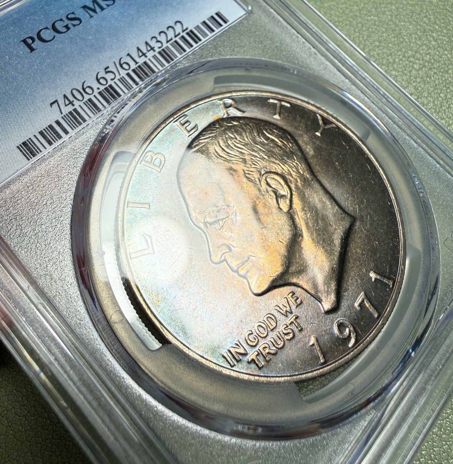 1971 Clad Eisenhower Ike Dollar $1 PCGS MS65 - TONED!