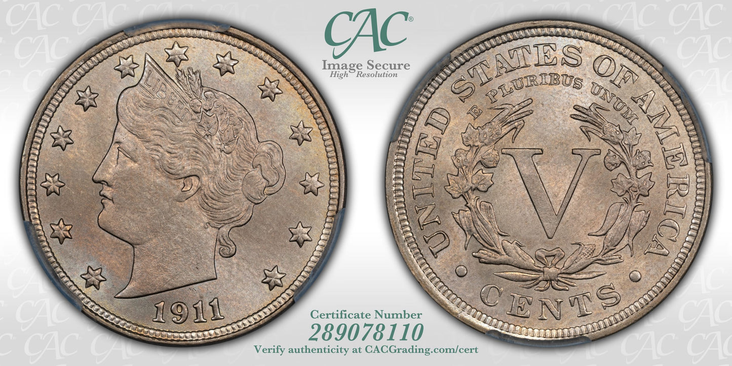 1911 Liberty V-Nickel 5C CAC MS64+