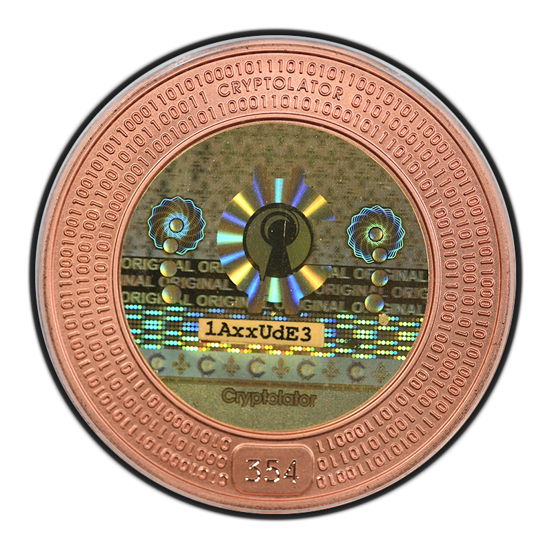 2014 Cryptolator Copper Bitcoin 0.1 BTC ICG MS69 Unfunded Reverse